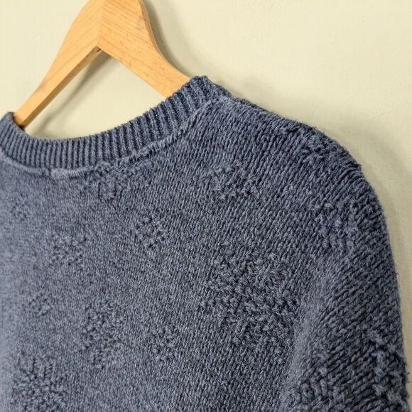 Pullover Sweater Mens L Blue Vintage 90s Embroider Snow Dad Cabin Ski Holiday - Picture 9 of 11